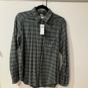 Hollister Women’s Long Sleeve Button Up Stretch Green/Black Shirt Size Small